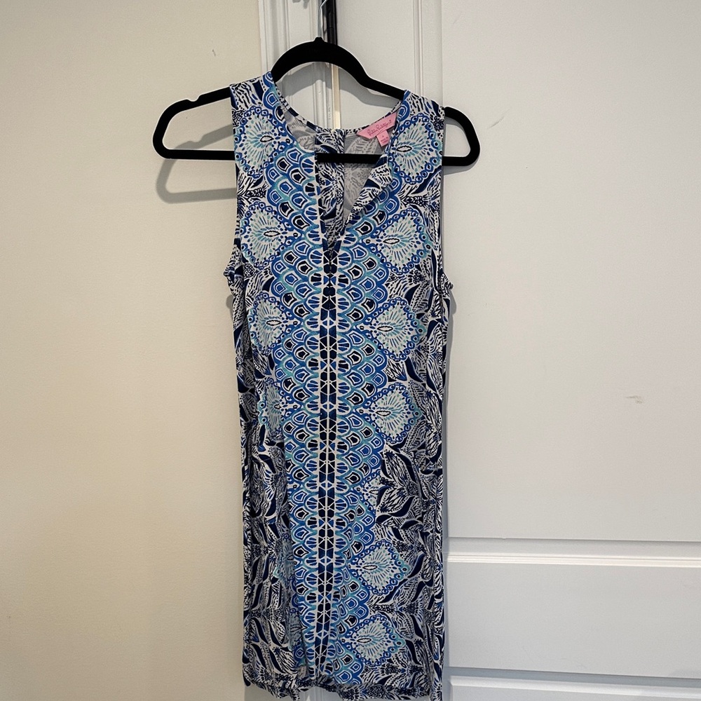 Lilly Pulitzer Blue and White Patterned Mini Dress
